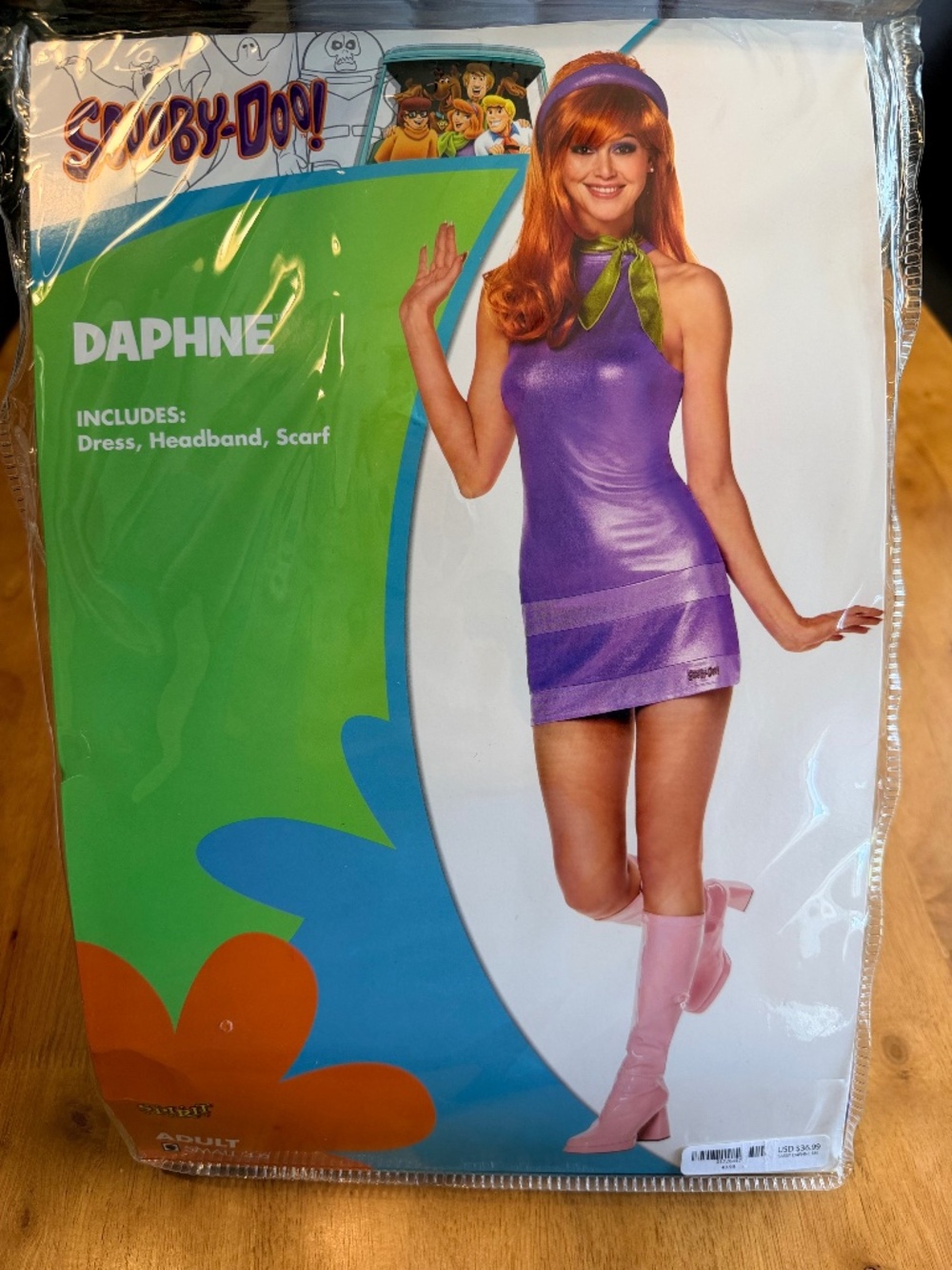 Spirit Halloween Scooby-Doo Daphne Costume Adult Small 4-6 Dress Headband Scarf